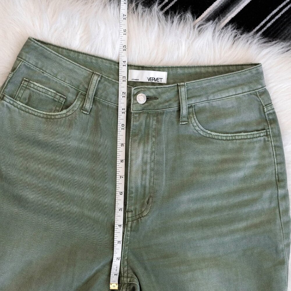 VERVET BY FLYING MONKEY Olive Green Flare Wide Leg Jeans - Picture 6 of 11